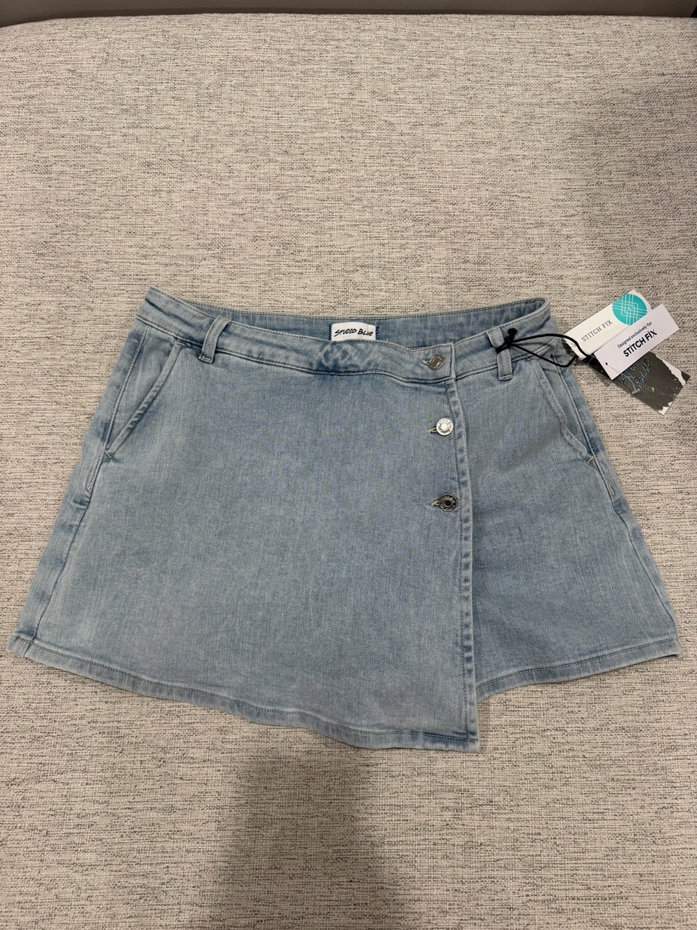 Studio Light Blue Denim Mini Wrap Skirt